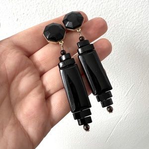 Tory Burch black and gold drop earrings